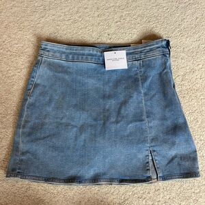 American Eagle Outfitters Blue A-Line Mini Skirt with Slit